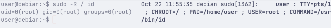 runchroot=* sudo -R logs